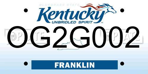 OG2G002 Kentucky License Plate