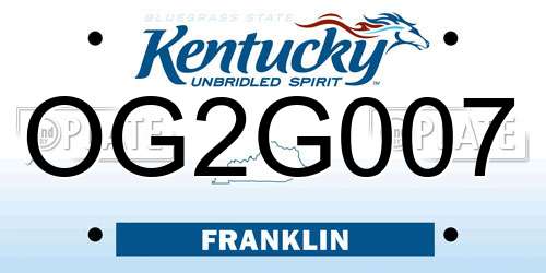 OG2G007 Kentucky License Plate