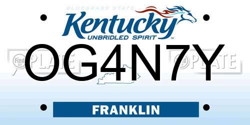 OG4N7Y Kentucky License Plate