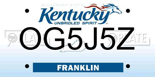 OG5J5Z Kentucky License Plate