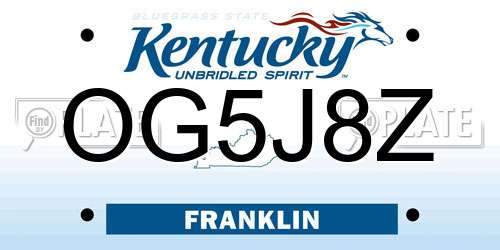 OG5J8Z Kentucky License Plate