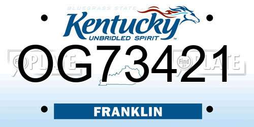 OG73421 Kentucky License Plate