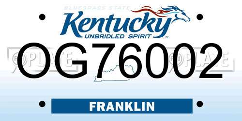 OG76002 Kentucky License Plate