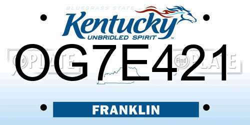 OG7E421 Kentucky License Plate