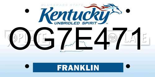OG7E471 Kentucky License Plate