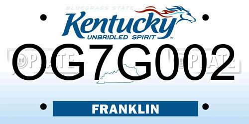 OG7G002 Kentucky License Plate