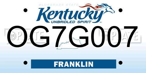 OG7G007 Kentucky License Plate