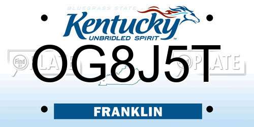 OG8J5T Kentucky License Plate