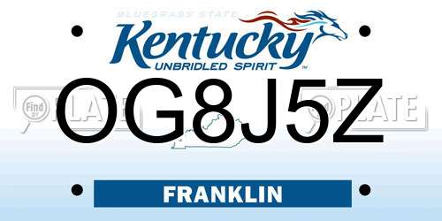 OG8J5Z Kentucky License Plate