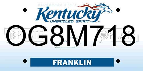 OG8M718 Kentucky License Plate