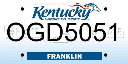 OGD5051 Kentucky License Plate
