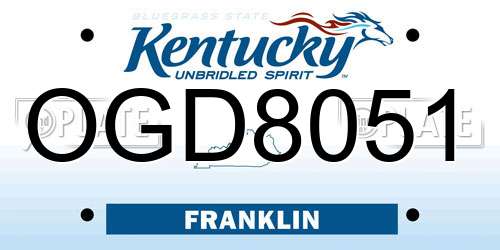 OGD8051 Kentucky License Plate