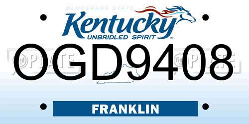 OGD9408 Kentucky License Plate