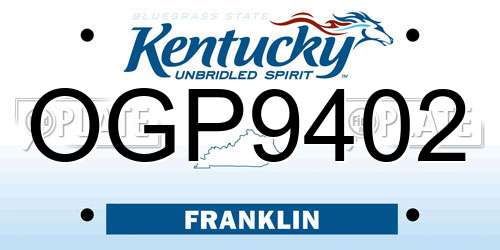 OGP9402 Kentucky License Plate