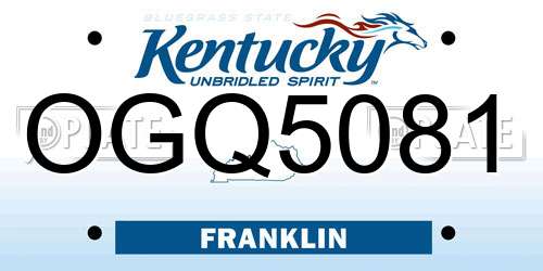 OGQ5081 Kentucky License Plate