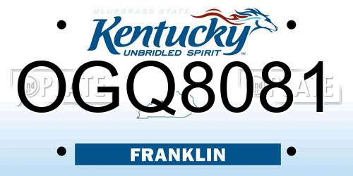 OGQ8081 Kentucky License Plate
