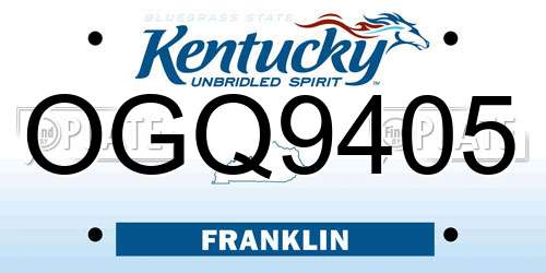 OGQ9405 Kentucky License Plate