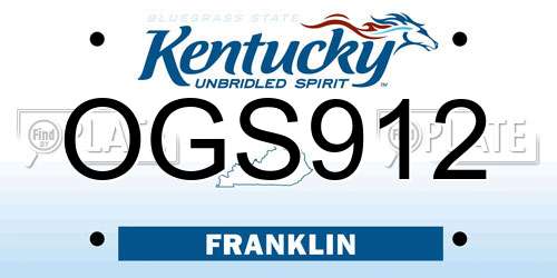 OGS912 Kentucky License Plate