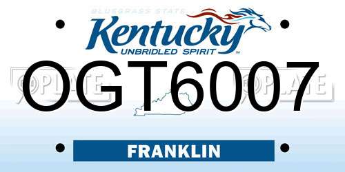 OGT6007 Kentucky License Plate