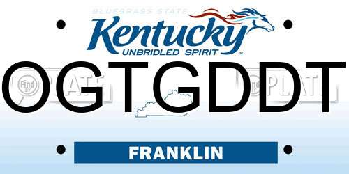 OGTGDDT Kentucky License Plate