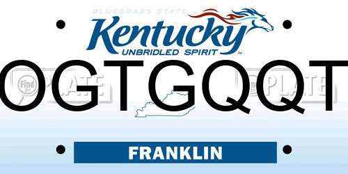 OGTGQQT Kentucky License Plate