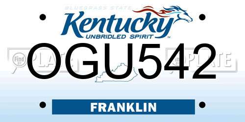 OGU542 Kentucky License Plate