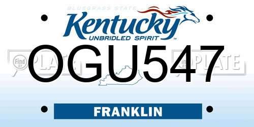 OGU547 Kentucky License Plate