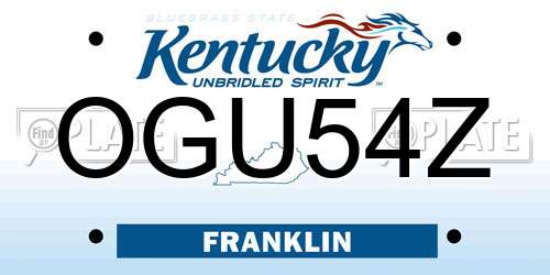 OGU54Z Kentucky License Plate
