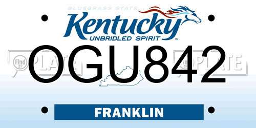 OGU842 Kentucky License Plate