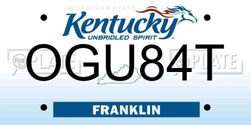OGU84T Kentucky License Plate