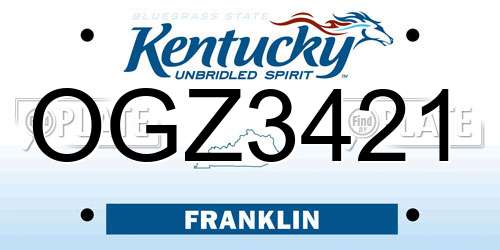 OGZ3421 Kentucky License Plate