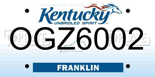 OGZ6002 Kentucky License Plate