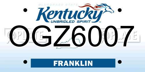OGZ6007 Kentucky License Plate