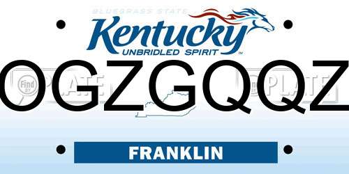 OGZGQQZ Kentucky License Plate