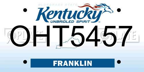 OHT5457 Kentucky License Plate
