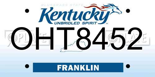 OHT8452 Kentucky License Plate