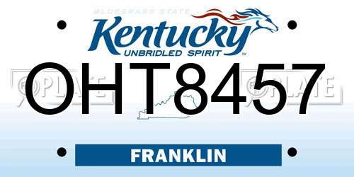 OHT8457 Kentucky License Plate