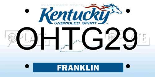 OHTG29 Kentucky License Plate