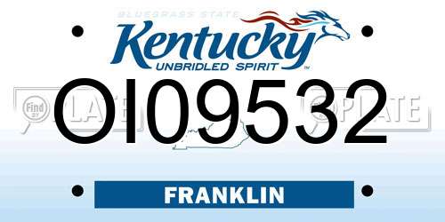 OI09532 Kentucky License Plate