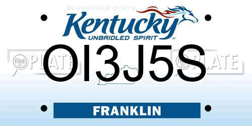 OI3J5S Kentucky License Plate