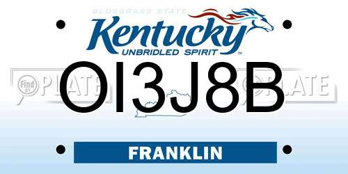 OI3J8B Kentucky License Plate