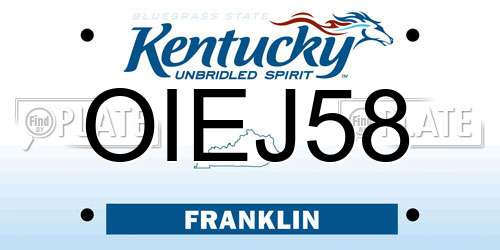 OIEJ58 Kentucky License Plate