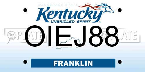 OIEJ88 Kentucky License Plate
