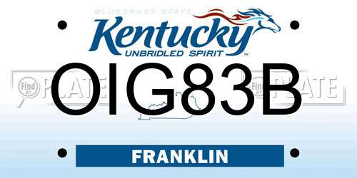 OIG83B Kentucky License Plate