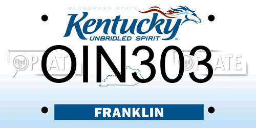 OIN303 Kentucky License Plate