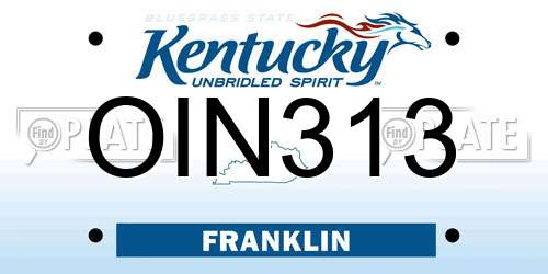 OIN313 Kentucky License Plate