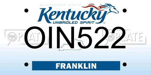 OIN522 Kentucky License Plate