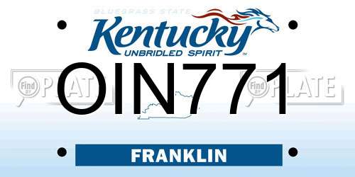 OIN771 Kentucky License Plate