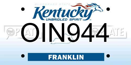 OIN944 Kentucky License Plate