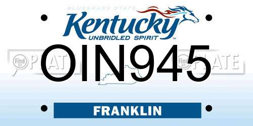 OIN945 Kentucky License Plate